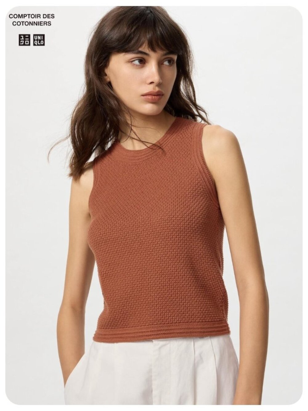 Uniqlo Sleeveless Knit Tank in Rust